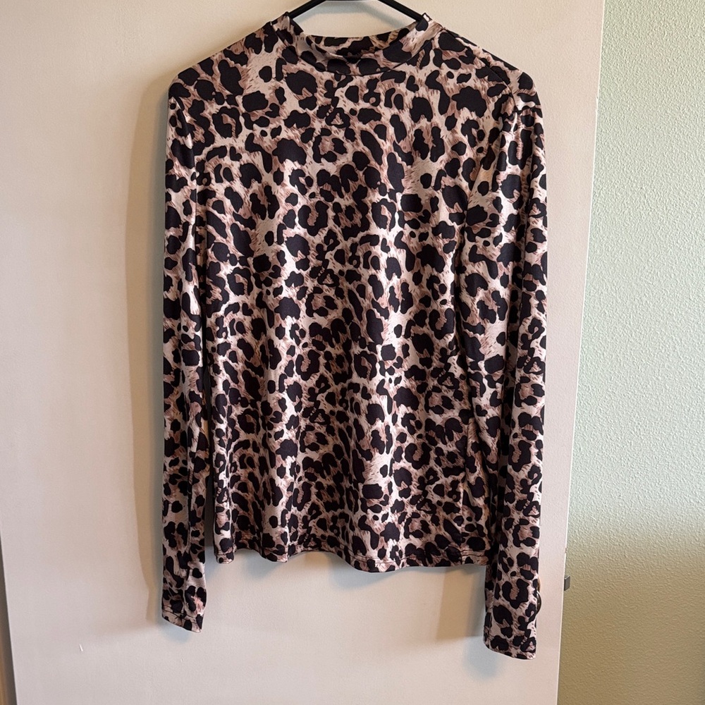 SHEIN Black and Brown Animal Print Blouse